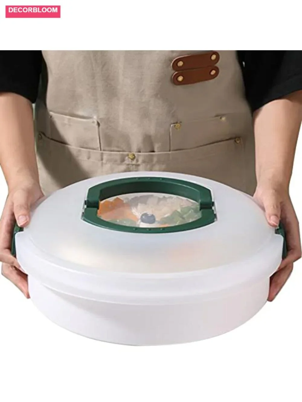 Round PP Food Storage Carrier with Lid, Tray, Handles
